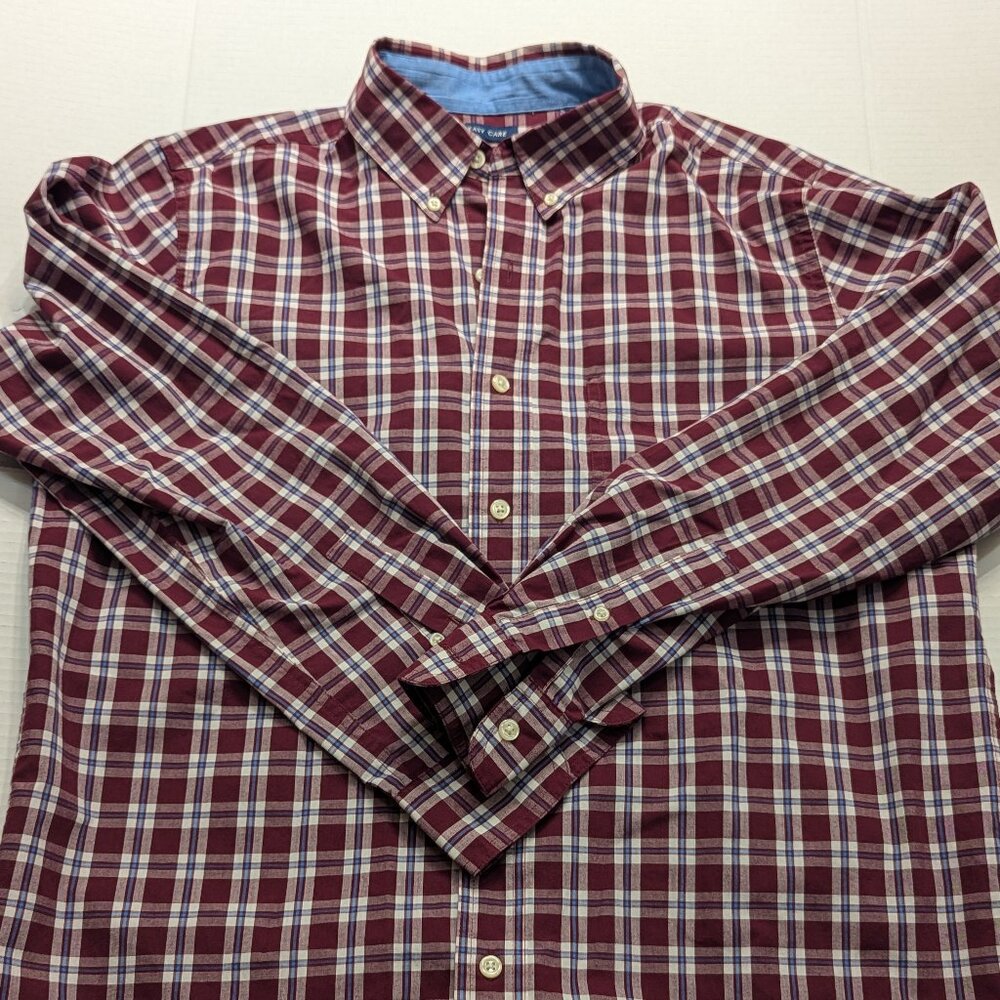 Chaps Easy Care Size M Mens red Plaid Long Sleeve Button Down Collar Shirt